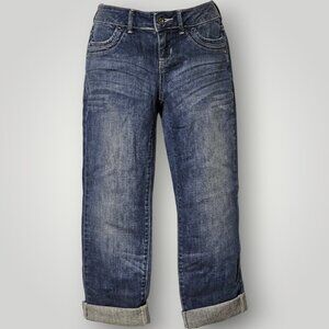 Vera Wang Jeans Women's 4 Medium Blue Wash Button Flap Back Pockets Capri Denim